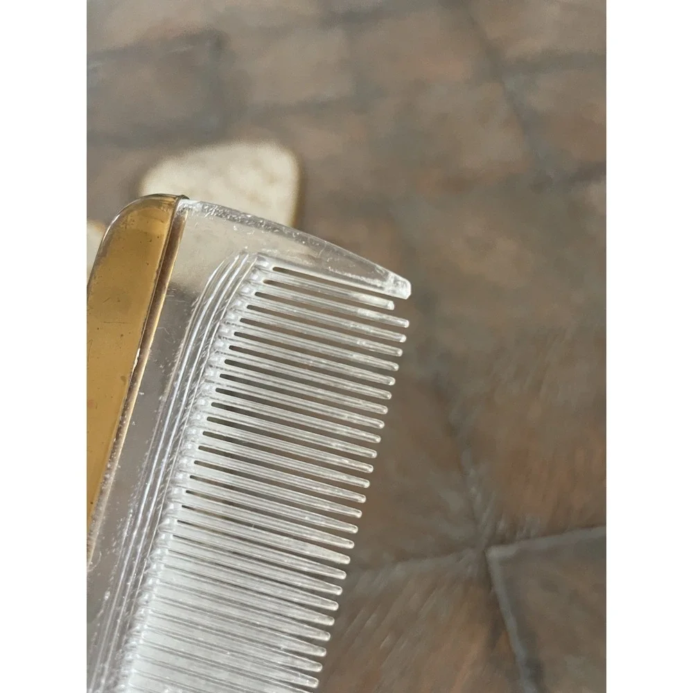 Vtg Ornate Gold & Silver Tone 3 Piece Mirror Comb Hair Brush Vanity Set